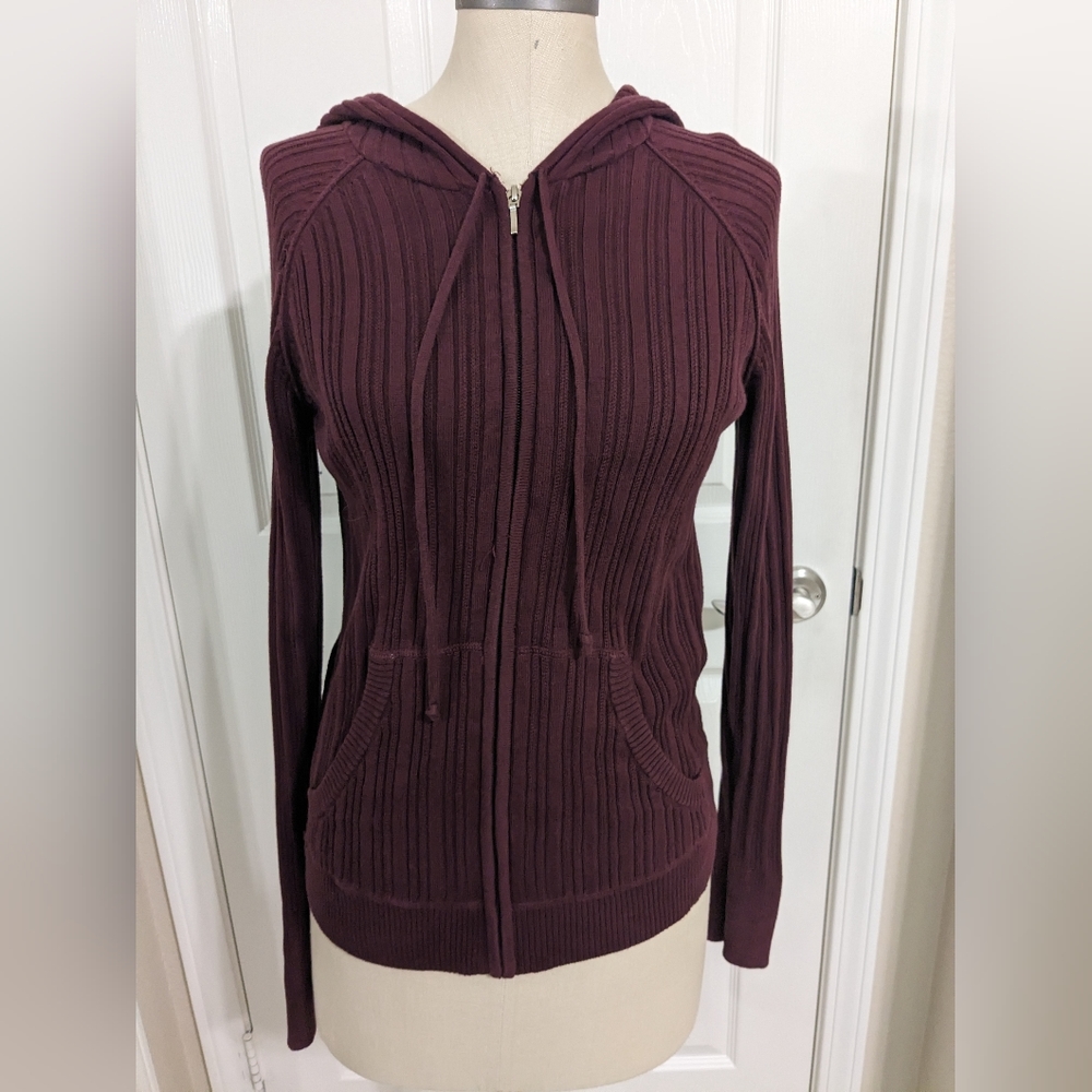 High Sierra Maroon Knit Zip Hoodie L